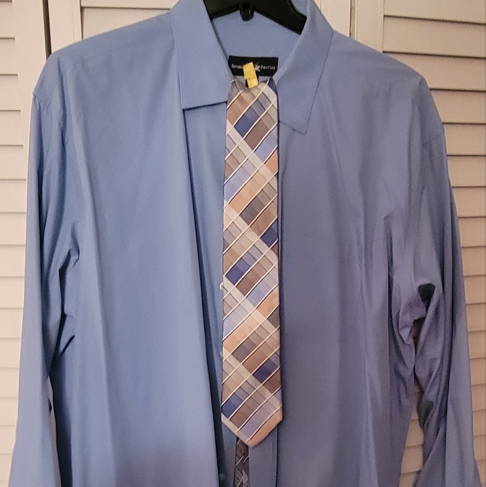 Beverly Hills Polo Club Blue Shirt with Multicolor Tie